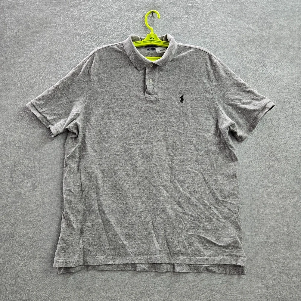 Polo Ralph Lauren Men Polo Shirt XL Gray Logo Embroidered Short Sleeve Classic